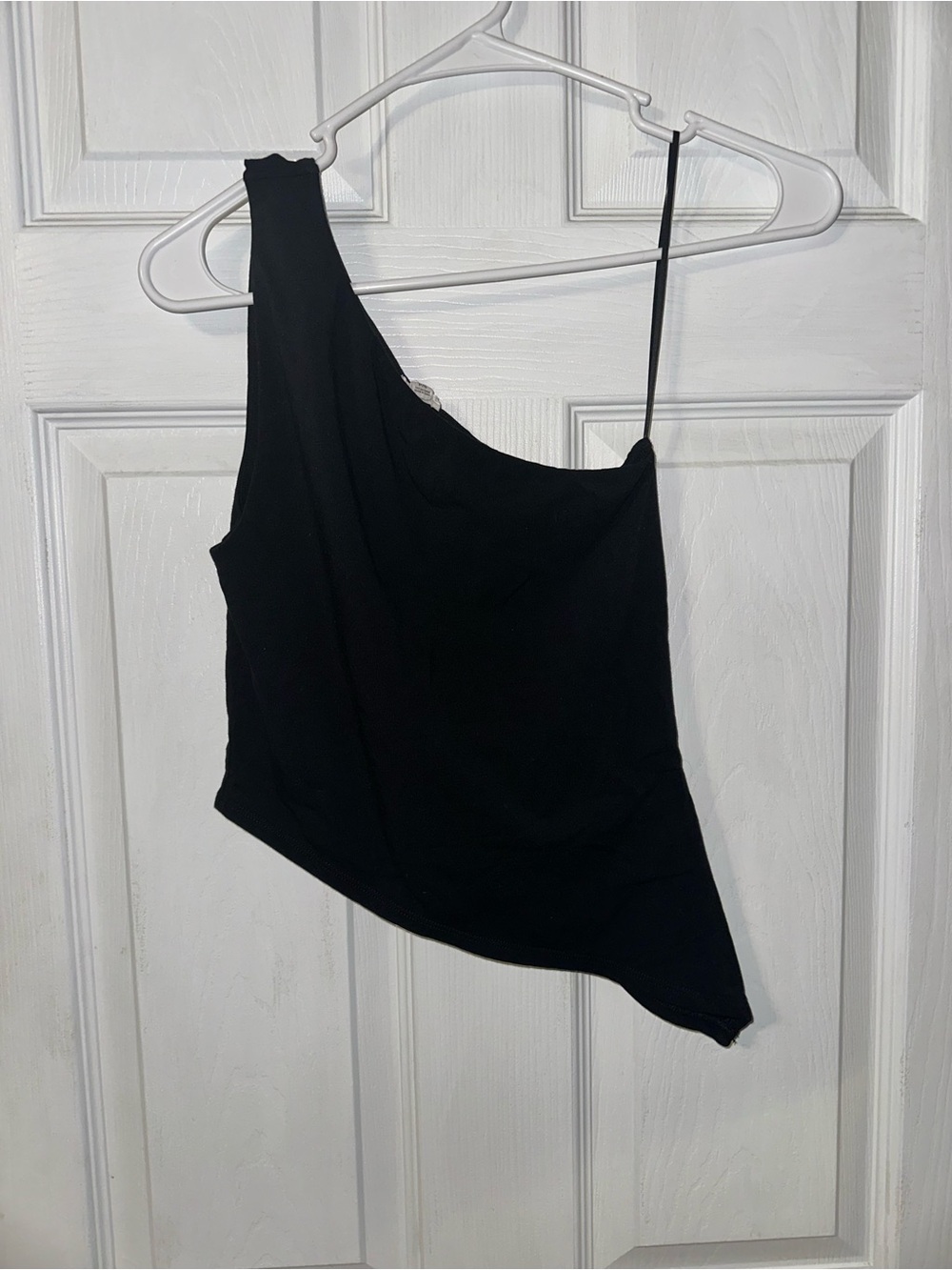 Garage Black One-Shoulder Asymmetrical Tank Top